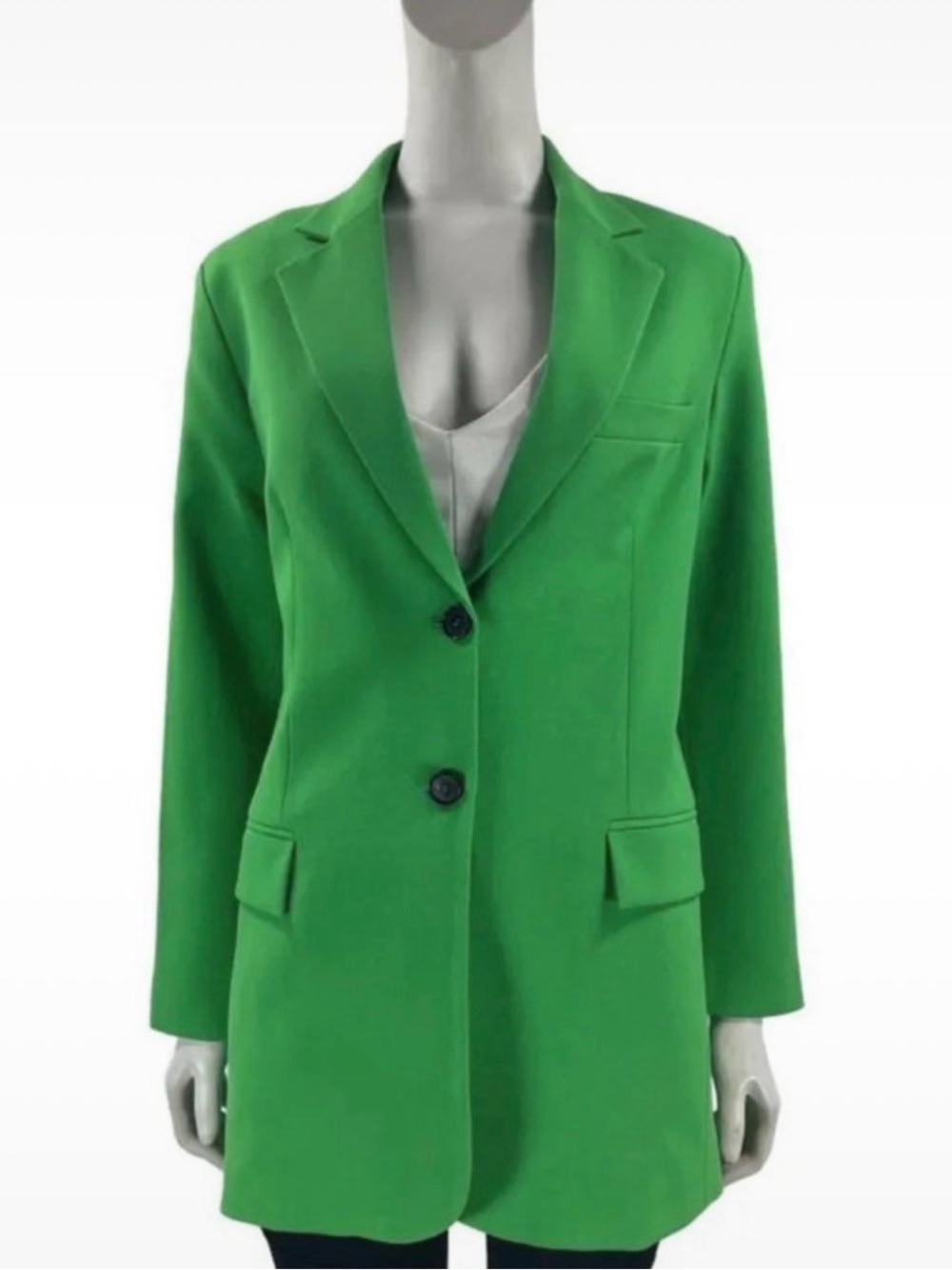 Zara Bright Green Long Blazer Size Medium - Like New!